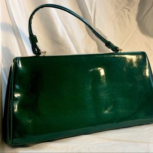 Vintage 60s dark green patent leather purse